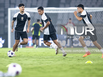 Players of Indonesia attend a training session before facing the Japan national team during the FIFA World Cup Asian 3rd Qualifier Group C a...