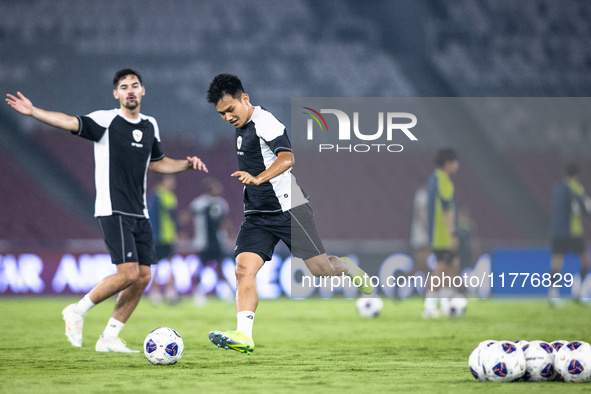 Witan Sulaeman of Indonesia attends a training session before facing the Japan national team during the FIFA World Cup Asian 3rd Qualifier G...