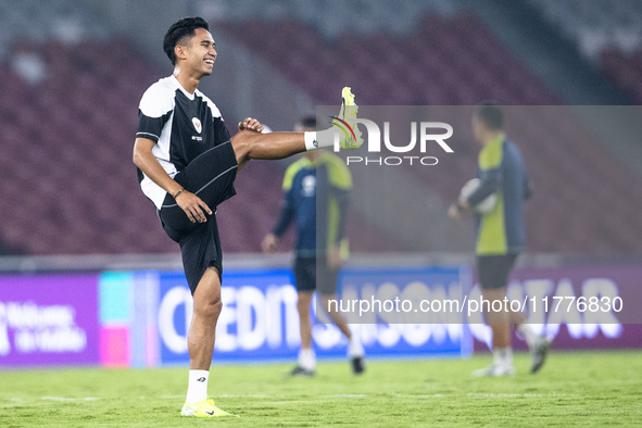 Marselino Ferdinan of Indonesia attends a training session before facing the Japan national team during the FIFA World Cup Asian 3rd Qualifi...