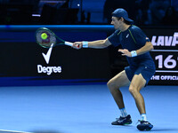 Alex de Minaur (AUS) competes against Taylor Fritz (USA) during day five of the Nitto ATP finals 2024 at Inalpi Arena in Turin, Italy, on No...