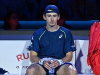 Alex de Minaur (AUS) competes against Taylor Fritz (USA) during day five of the Nitto ATP finals 2024 at Inalpi Arena in Turin, Italy, on No...