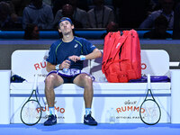 Alex de Minaur (AUS) competes against Taylor Fritz (USA) during day five of the Nitto ATP finals 2024 at Inalpi Arena in Turin, Italy, on No...