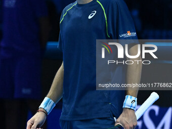 Alex de Minaur (AUS) competes against Taylor Fritz (USA) during day five of the Nitto ATP finals 2024 at Inalpi Arena in Turin, Italy, on No...