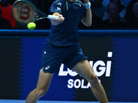 Alex de Minaur (AUS) competes against Taylor Fritz (USA) during day five of the Nitto ATP finals 2024 at Inalpi Arena in Turin, Italy, on No...