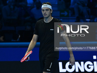 Taylor Fritz (USA) competes against Alex de Minaur (AUS) during day five of the Nitto ATP Finals 2024 at Inalpi Arena in Turin, Italy, on No...