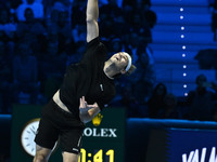 Taylor Fritz (USA) competes against Alex de Minaur (AUS) during day five of the Nitto ATP Finals 2024 at Inalpi Arena in Turin, Italy, on No...