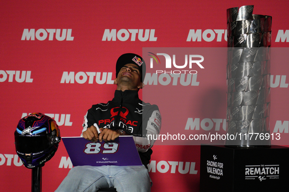 Jorge Martin (89) of Spain and Prima Pramac Racing Ducati during the press conference preview of the Motul Solidarity Grand Prix of Barcelon...