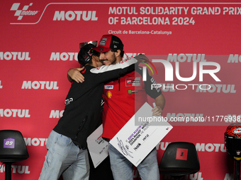 Jorge Martin (89) of Spain and Prima Pramac Racing Ducati during the press conference preview of the Motul Solidarity Grand Prix of Barcelon...