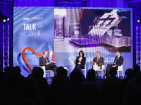 Minister Anna Maria Bernini, Alberto Mantovani, and Sergio Harari attend the Il Tempo Della Salute event at Palazzo Giureconsulti in Milan,...