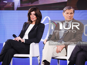 Minister Anna Maria Bernini and Alberto Mantovani attend the Il Tempo Della Salute event at Palazzo Giureconsulti in Milan, Italy, on Novemb...