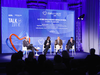 Minister Anna Maria Bernini, Alberto Mantovani, and Sergio Harari attend the Il Tempo Della Salute event at Palazzo Giureconsulti in Milan,...