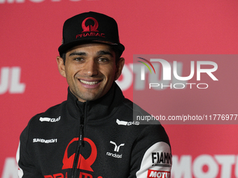 Jorge Martin (89) of Spain and Prima Pramac Racing Ducati during the press conference preview of the Motul Solidarity Grand Prix of Barcelon...