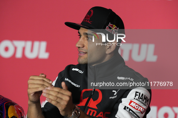 Jorge Martin (89) of Spain and Prima Pramac Racing Ducati during the press conference preview of the Motul Solidarity Grand Prix of Barcelon...