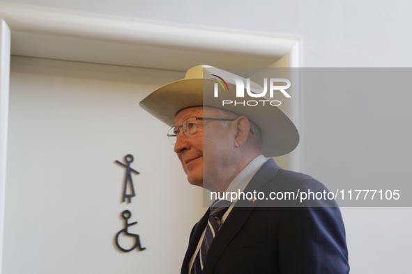 U.S. Ambassador to Mexico Ken Salazar speaks during a briefing where he reiterates his support for the Government of Mexico in cooperating i...