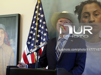 U.S. Ambassador to Mexico Ken Salazar speaks during a briefing where he reiterates his support for the Government of Mexico in cooperating i...