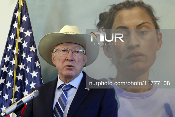 U.S. Ambassador to Mexico Ken Salazar speaks during a briefing where he reiterates his support for the Government of Mexico in cooperating i...