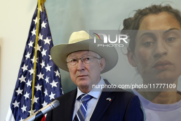 U.S. Ambassador to Mexico Ken Salazar speaks during a briefing where he reiterates his support for the Government of Mexico in cooperating i...