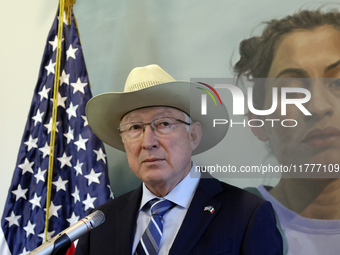 U.S. Ambassador to Mexico Ken Salazar speaks during a briefing where he reiterates his support for the Government of Mexico in cooperating i...