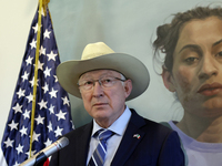 U.S. Ambassador to Mexico Ken Salazar speaks during a briefing where he reiterates his support for the Government of Mexico in cooperating i...