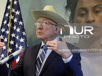 U.S. Ambassador to Mexico Ken Salazar speaks during a briefing where he reiterates his support for the Government of Mexico in cooperating i...