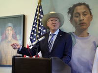 U.S. Ambassador to Mexico Ken Salazar speaks during a briefing where he reiterates his support for the Government of Mexico in cooperating i...