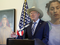 U.S. Ambassador to Mexico Ken Salazar speaks during a briefing where he reiterates his support for the Government of Mexico in cooperating i...