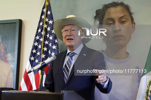 U.S. Ambassador to Mexico Ken Salazar speaks during a briefing where he reiterates his support for the Government of Mexico in cooperating i...