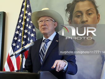 U.S. Ambassador to Mexico Ken Salazar speaks during a briefing where he reiterates his support for the Government of Mexico in cooperating i...