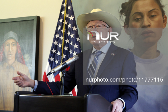 U.S. Ambassador to Mexico Ken Salazar speaks during a briefing where he reiterates his support for the Government of Mexico in cooperating i...