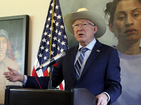 U.S. Ambassador to Mexico Ken Salazar speaks during a briefing where he reiterates his support for the Government of Mexico in cooperating i...