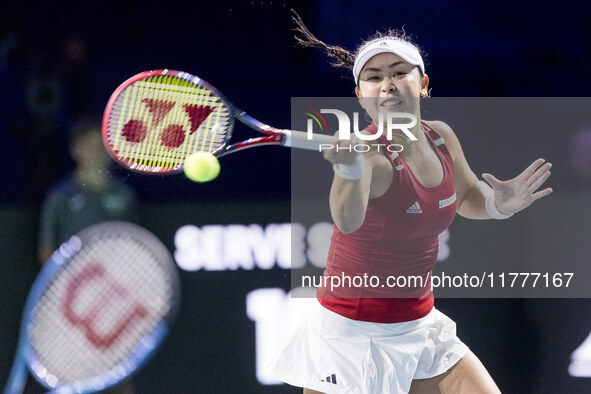 Eri Hozumi  during Billie Jean King Cup Finals match Japan vs Romania in Malaga Spain on 14 November 2024. 