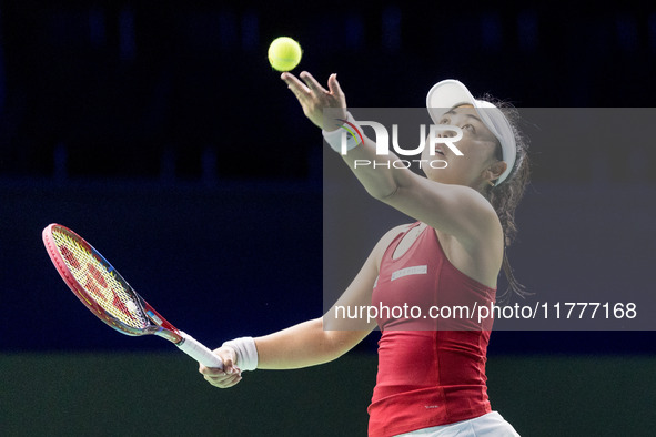 Eri Hozumi  during Billie Jean King Cup Finals match Japan vs Romania in Malaga Spain on 14 November 2024. 