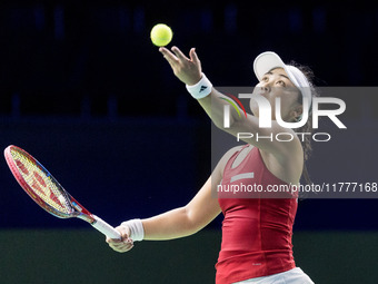 Eri Hozumi  during Billie Jean King Cup Finals match Japan vs Romania in Malaga Spain on 14 November 2024. (