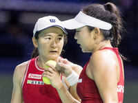 Shuko Aoyama , Eri Hozumi  during Billie Jean King Cup Finals match Japan vs Romania in Malaga Spain on 14 November 2024. (