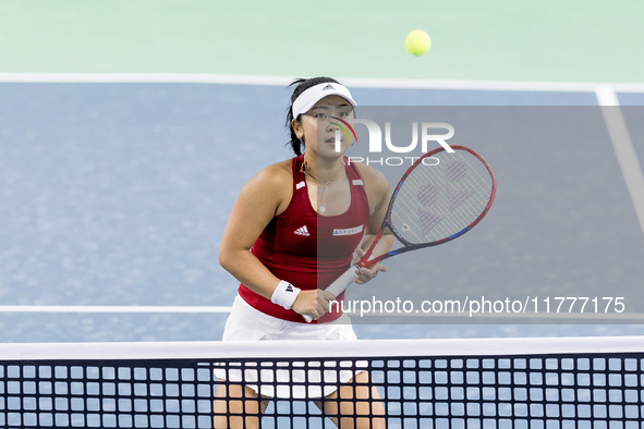 Eri Hozumi  during Billie Jean King Cup Finals match Japan vs Romania in Malaga Spain on 14 November 2024. 