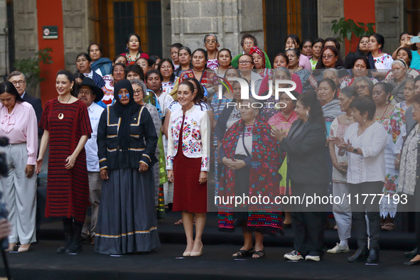 Mexico's President Claudia Sheinbaum Pardo, Claudia Icaza, Minister of Culture, and Mexico City Chief of Government Clara Brugada participat...