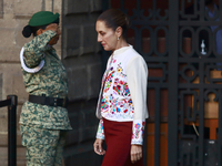 Mexico's President, Claudia Sheinbaum Pardo, attends the Original Textile Art Meeting to promote the original textile crafts of indigenous p...