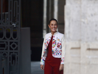 Mexico's President, Claudia Sheinbaum Pardo, attends the Original Textile Art Meeting to promote the original textile crafts of indigenous p...