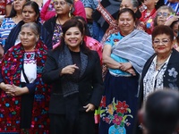 Mexico City Chief of Government Clara Brugada participates in the Original Textile Art Meeting, accompanied by indigenous craftswomen from d...