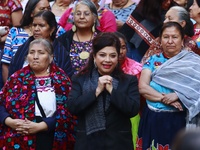 Mexico City Chief of Government Clara Brugada participates in the Original Textile Art Meeting, accompanied by indigenous craftswomen from d...