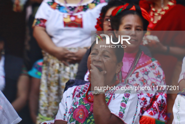 Indigenous craftswomen from different states of Mexico participate in the Original Textile Art Meeting at the National Palace in Mexico City...