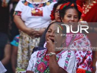 Indigenous craftswomen from different states of Mexico participate in the Original Textile Art Meeting at the National Palace in Mexico City...