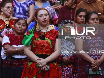 Indigenous craftswomen from different states of Mexico participate in the Original Textile Art Meeting at the National Palace in Mexico City...