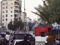 Smoke rises from a residential area after a series of Israeli airstrikes on the Dahieh region in southern Beirut, Lebanon, on November 14, 2...