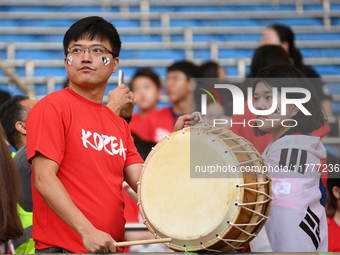 Korea Republic fans attend the AFC Asian Qualifiers Road to 26 match between Kuwait and Korea Republic in Kuwait City, Kuwait, on November 1...