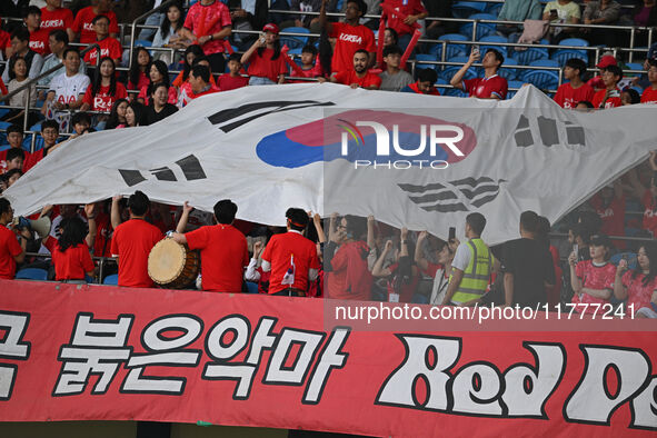 Korea Republic fans attend the AFC Asian Qualifiers Road to 26 match between Kuwait and Korea Republic in Kuwait City, Kuwait, on November 1...