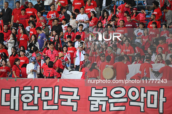 Korea Republic fans attend the AFC Asian Qualifiers Road to 26 match between Kuwait and Korea Republic in Kuwait City, Kuwait, on November 1...