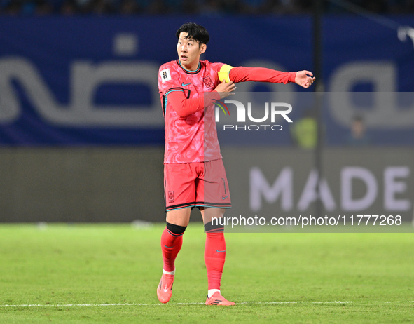 Son Heung Min of Korea Republic is in action during the AFC Asian Qualifiers Road to 26 match between Kuwait and Korea Republic in Kuwait Ci...