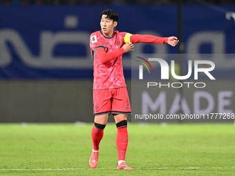 Son Heung Min of Korea Republic is in action during the AFC Asian Qualifiers Road to 26 match between Kuwait and Korea Republic in Kuwait Ci...