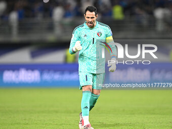 Goalkeeper Khaled Al Rashidi of Kuwait reacts during the AFC Asian Qualifiers Road to 26 match between Kuwait and Korea Republic in Kuwait C...